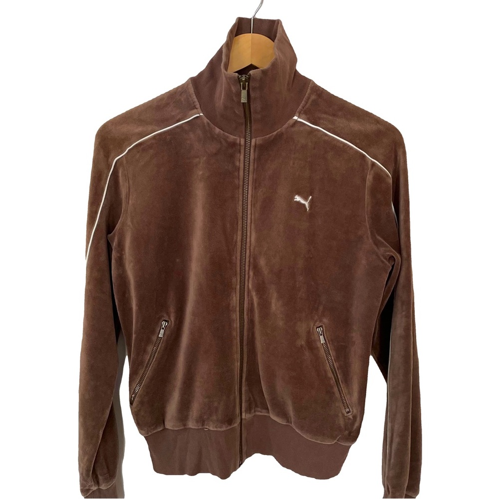 PUMA Vintage Women's Jacket Brown w/ White Felt Graphics, Women's Small